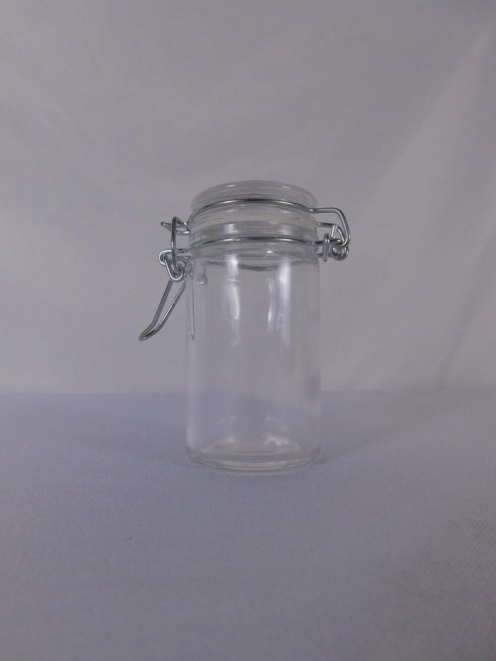 Clear Glass Airtight Storage Jar With Snap Lid 7 Oz Cylinder Reusable Modern
